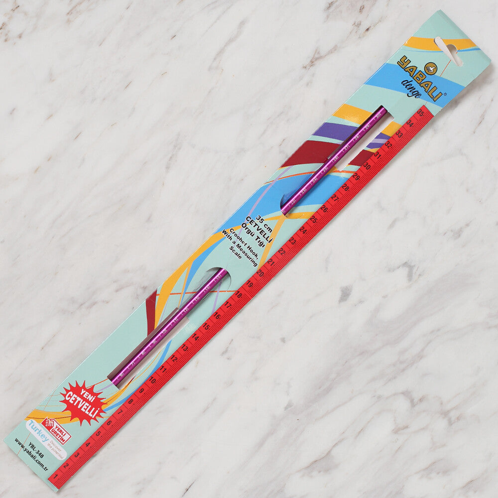 Yabalı 6 mm 35 cm Mor Cetvelli Örgü Tığı - YBL-348